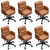 Contemporary Swivel Leather Office Chair with Wheels Image - 35