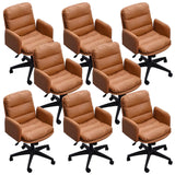 Contemporary Swivel Leather Office Chair with Wheels Image - 36