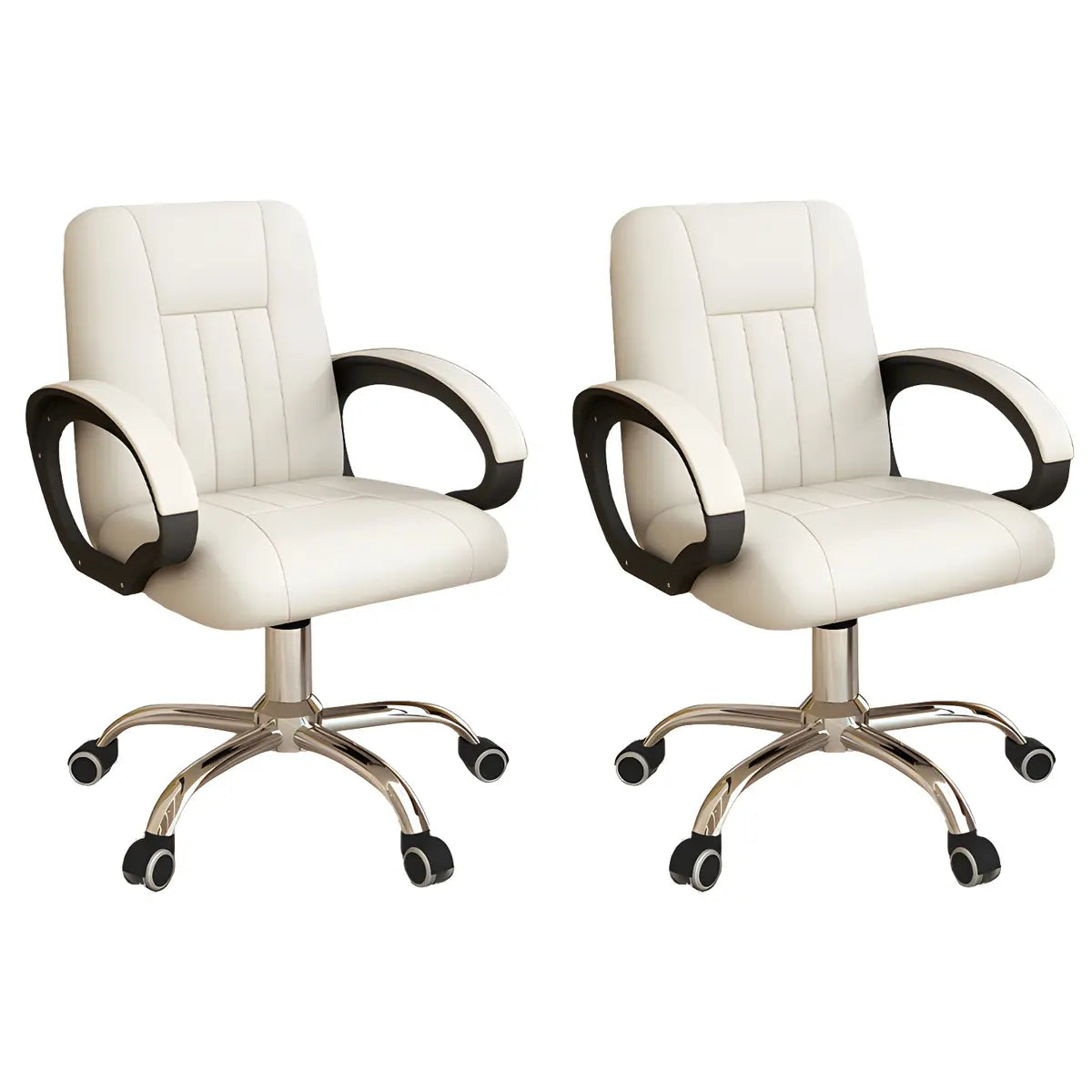 Contemporary Swivel Leather Office Chair with Wheels Image - 4