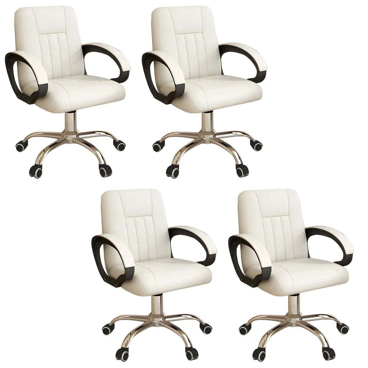 Contemporary Swivel Leather Office Chair with Wheels Image - 5