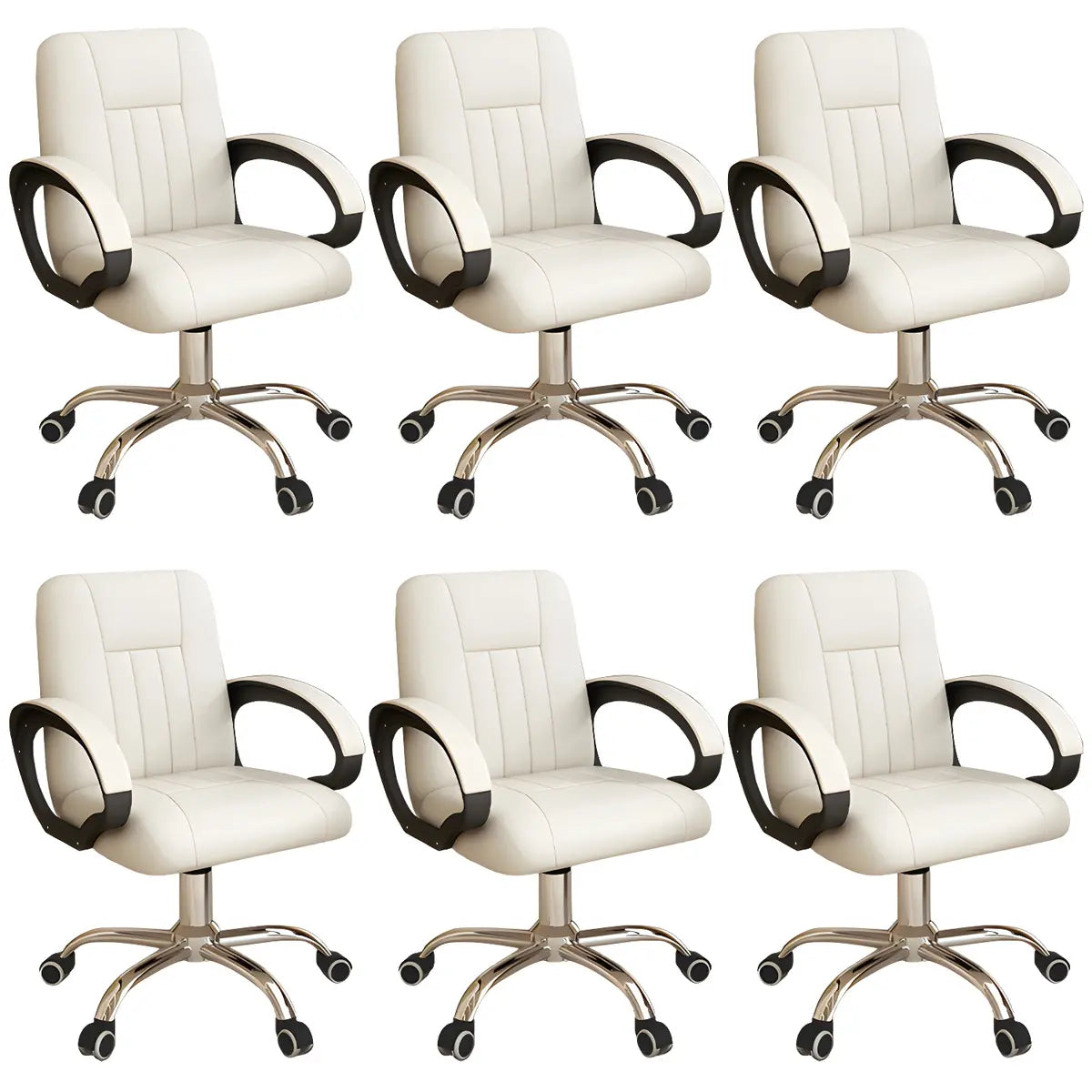 Contemporary Swivel Leather Office Chair with Wheels Image - 8