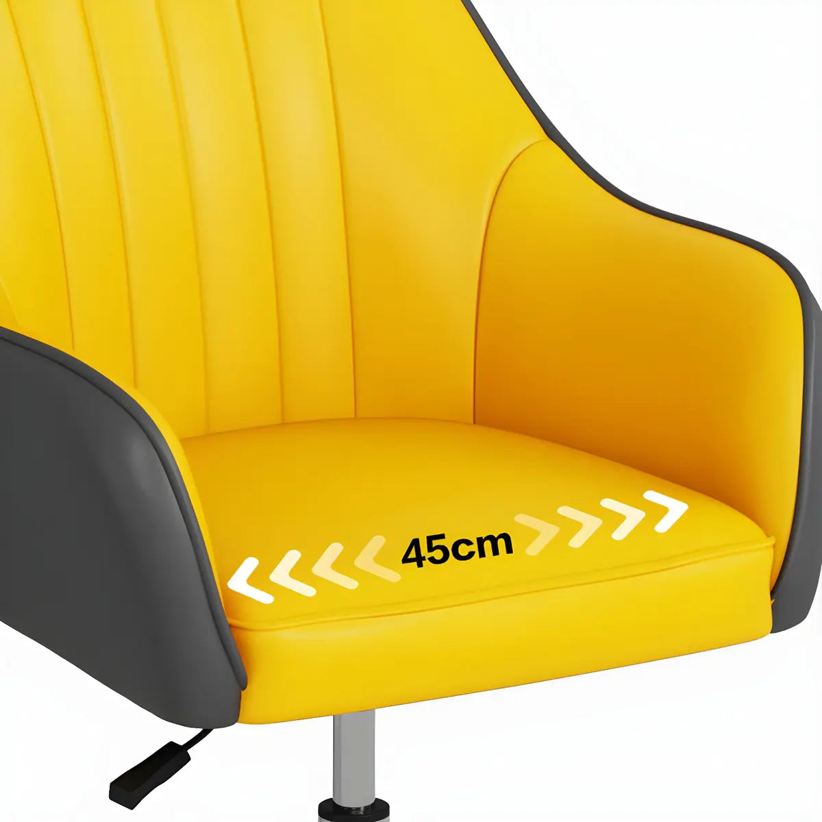 Contemporary Swivel Leather Wheels Yellow Office Chair Image - 13