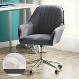 Contemporary Swivel Leather Wheels Yellow Office Chair Image - 16