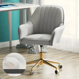 Contemporary Swivel Leather Wheels Yellow Office Chair Image - 23