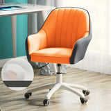 Contemporary Swivel Leather Wheels Yellow Office Chair Image - 25