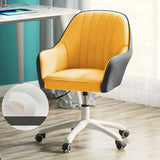 Contemporary Swivel Leather Wheels Yellow Office Chair Image - 26