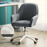 Contemporary Swivel Leather Wheels Yellow Office Chair Image - 29