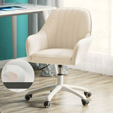 Contemporary Swivel Leather Wheels Yellow Office Chair Image - 30