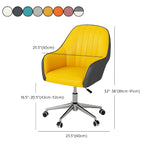 Contemporary Swivel Leather Wheels Yellow Office Chair Image - 33