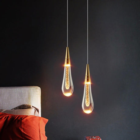 Contemporary Teardrop Crystal LED Pendant Light Image - 1