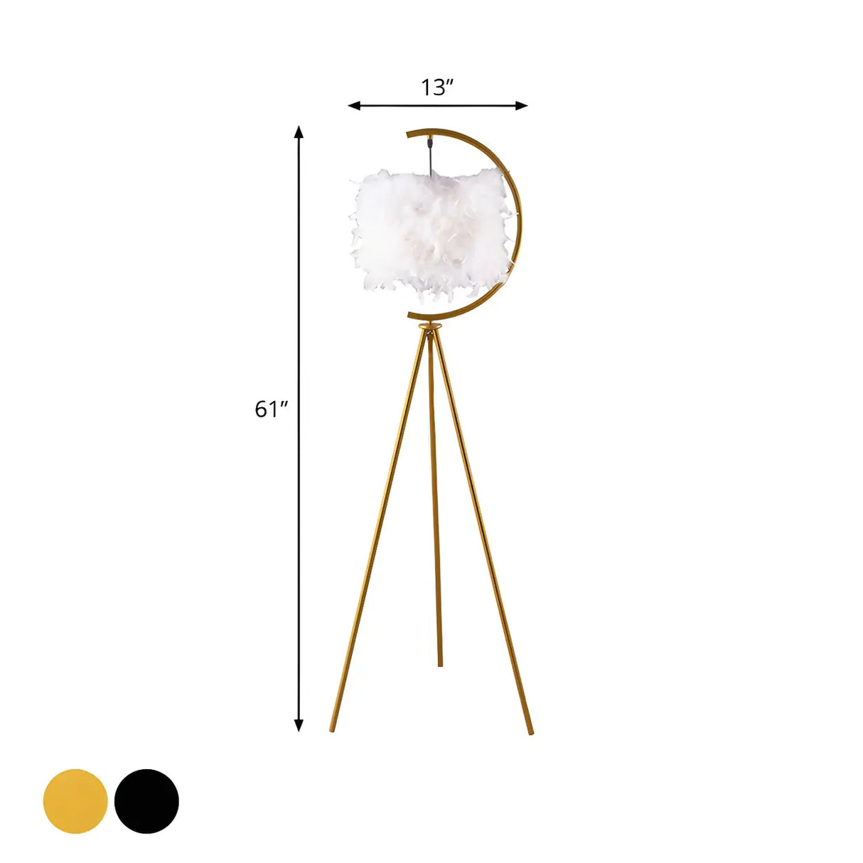 Contemporary Tripod White Feather Cylinder Floor Lamp 