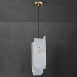 Contemporary Vertical Alabaster Dining Room Pendant Light Image - 9