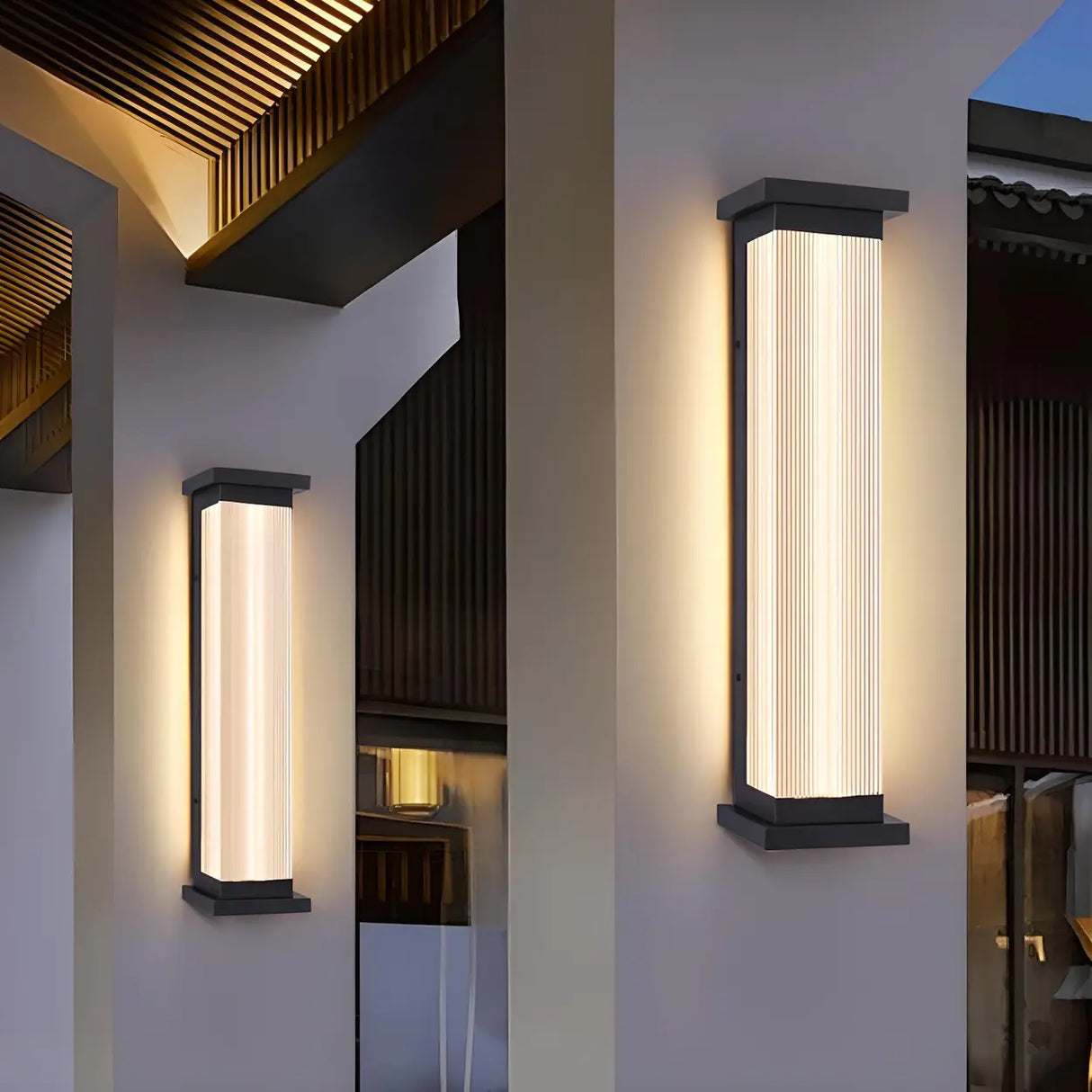 Contemporary Vertical Metal Exterior Black Wall Light Image - 1