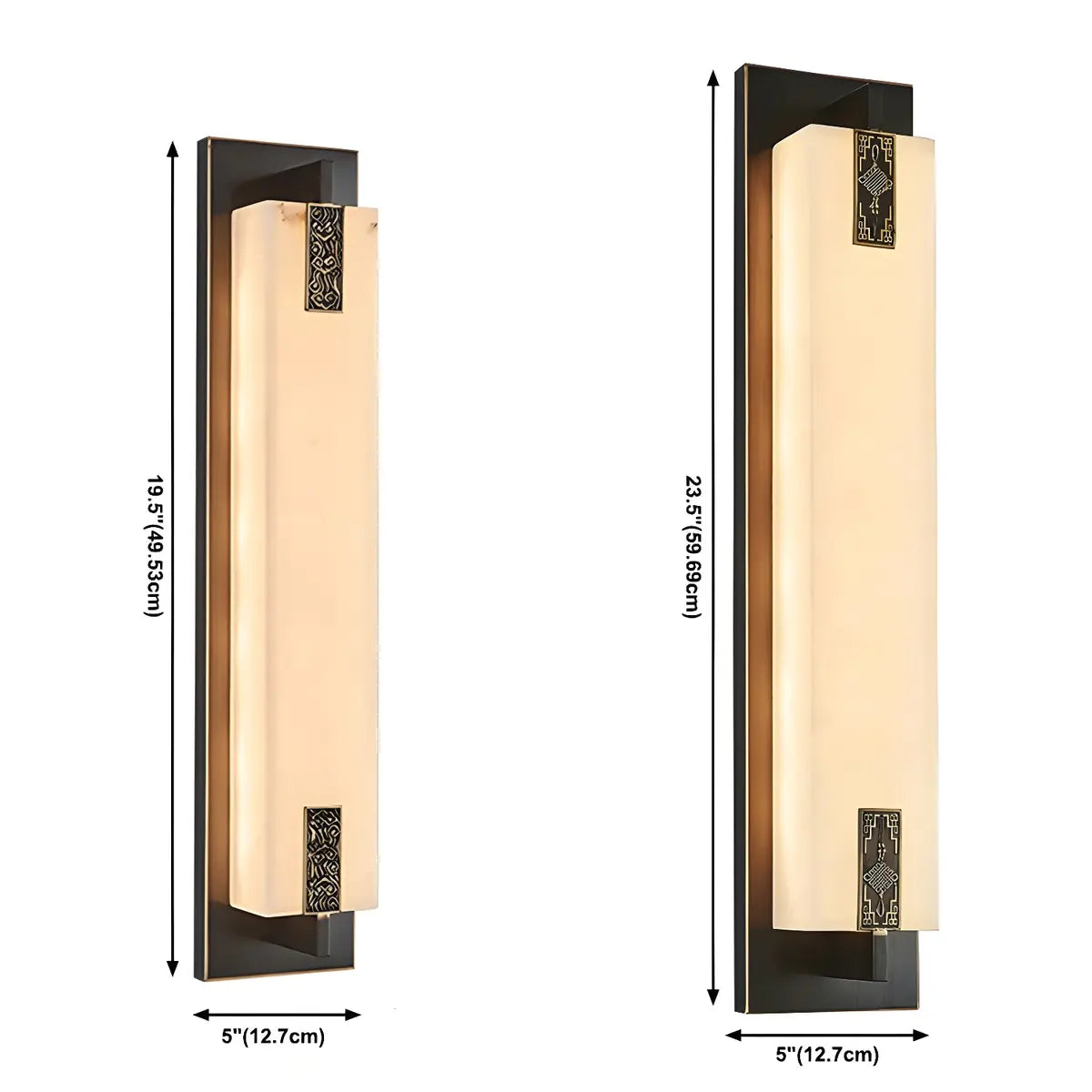 Contemporary Vertical Rectangle Black Alabaster Wall Lamp 