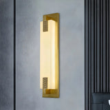 Contemporary Vertical Rectangle Black Alabaster Wall Lamp Image - 2