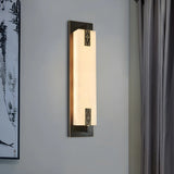 Contemporary Vertical Rectangle Black Alabaster Wall Lamp Image - 3