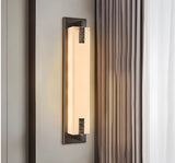 Contemporary Vertical Rectangle Black Alabaster Wall Lamp Image - 4