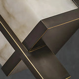 Contemporary Vertical Rectangle Metal Alabaster Wall Lamp Image - 11