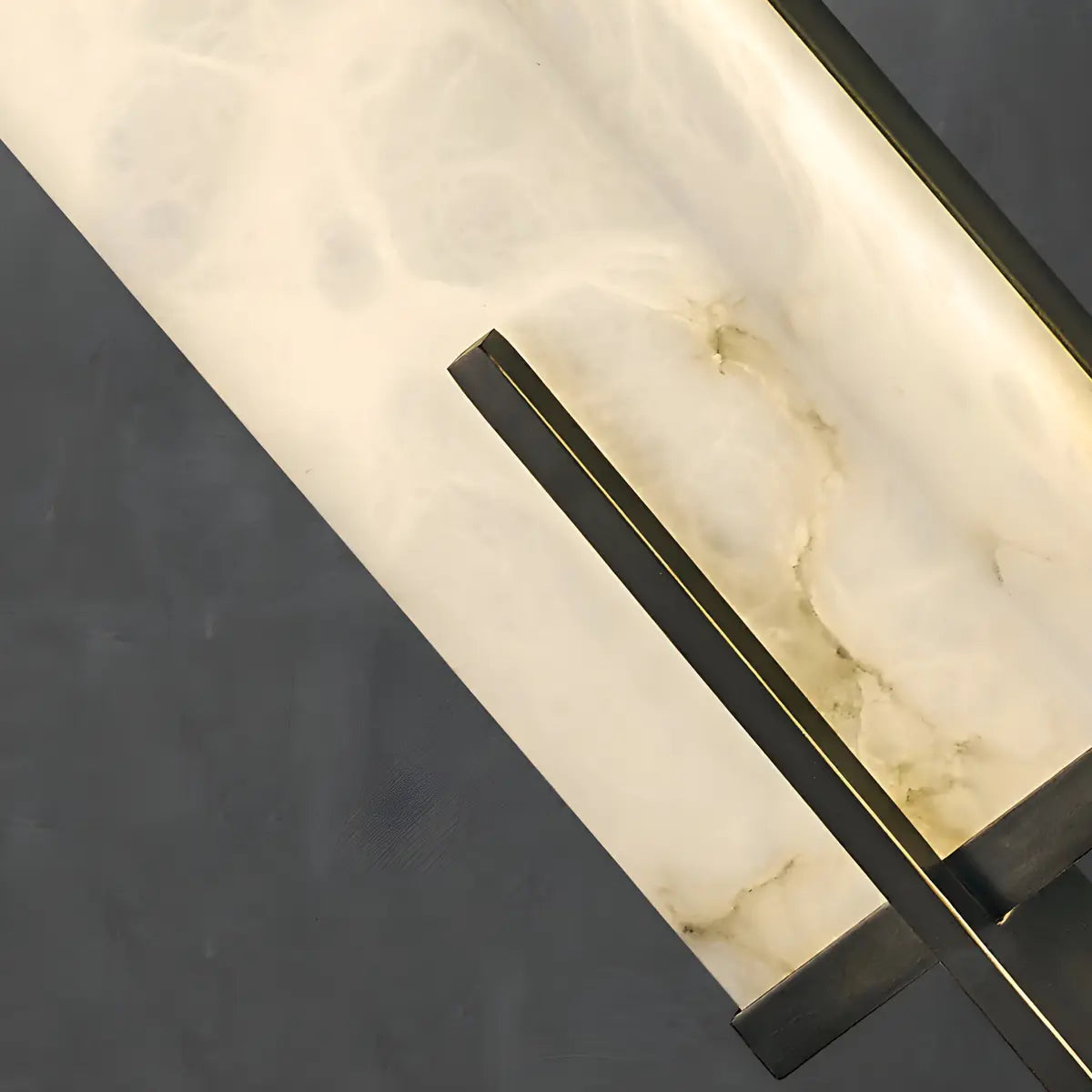 Contemporary Vertical Rectangle Metal Alabaster Wall Lamp Image - 13