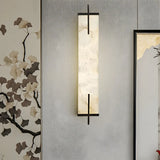 Contemporary Vertical Rectangle Metal Alabaster Wall Lamp Image - 17