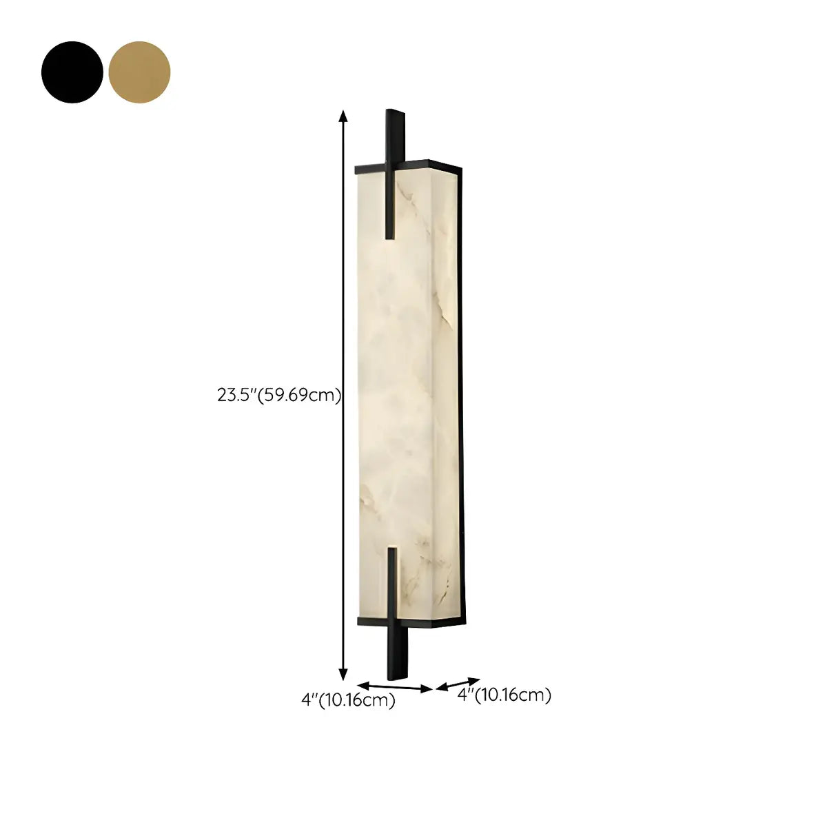 Contemporary Vertical Rectangle Metal Alabaster Wall Lamp 