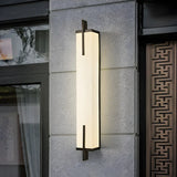 Contemporary Vertical Rectangle Metal Alabaster Wall Lamp Image - 2