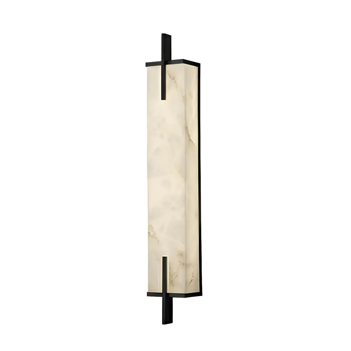 Contemporary Vertical Rectangle Metal Alabaster Wall Lamp Image - 7