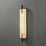 Contemporary Vertical Rectangle Metal Alabaster Wall Lamp Image - 9