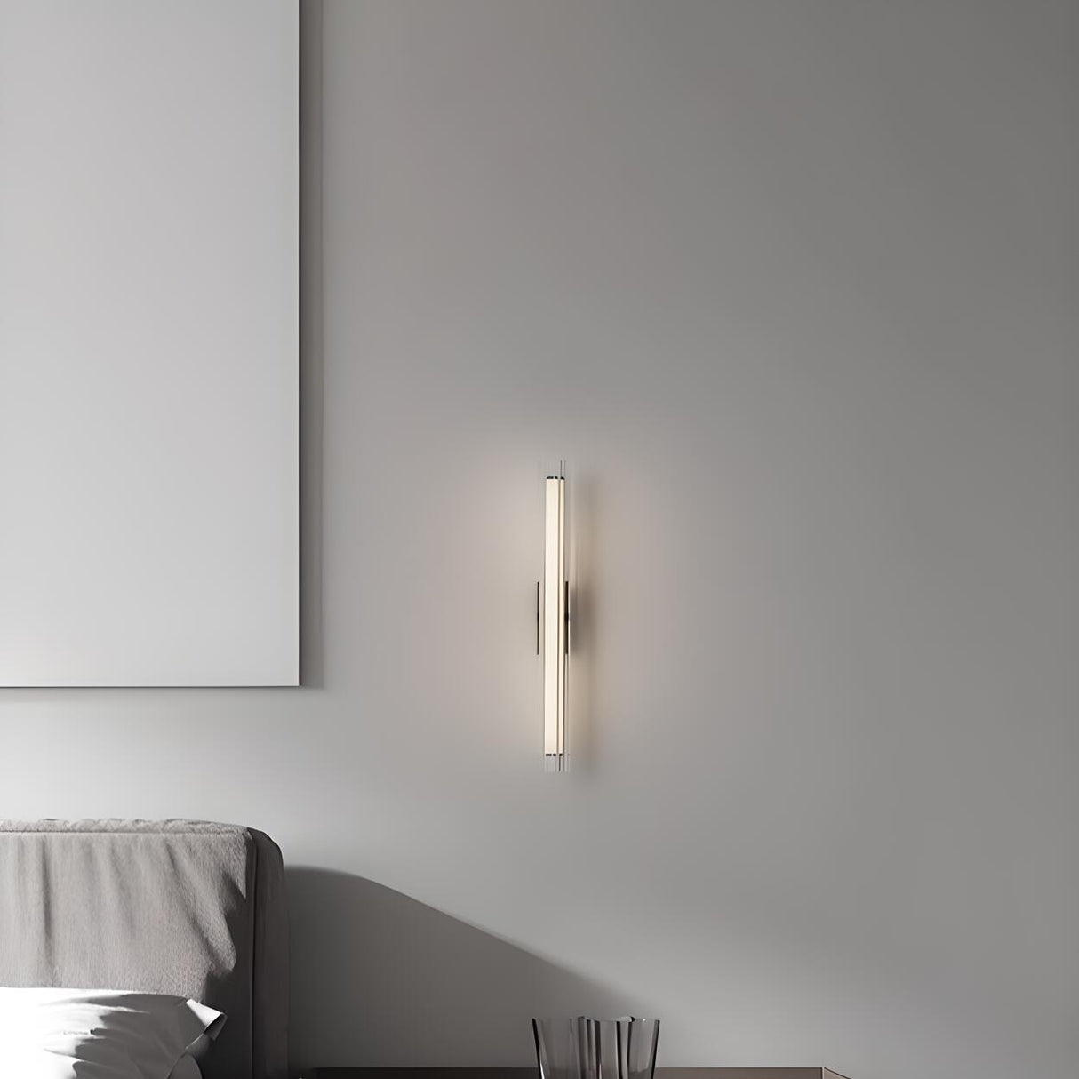 Contemporary Vertical Ribbed Glass Wall Sconce Image - 7