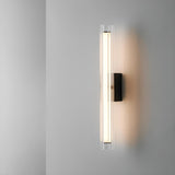 Contemporary Vertical Ribbed Glass Wall Sconce Image - 8