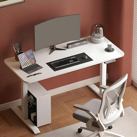 Contemporary White Adjustable T-Shape Standing Desk Image - 1