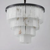 Contemporary White Alabaster Tiered Living Room Chandelier Image - 10