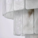 Contemporary White Alabaster Tiered Living Room Chandelier Image - 12