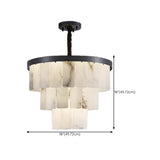 Contemporary White Alabaster Tiered Living Room Chandelier #size