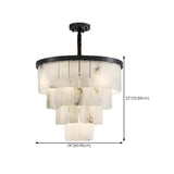 Contemporary White Alabaster Tiered Living Room Chandelier Image - 15