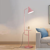 Contemporary White Cone Floor Lamp with Side Table Image - 3