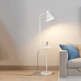 Contemporary White Cone Floor Lamp with Side Table Image - 4