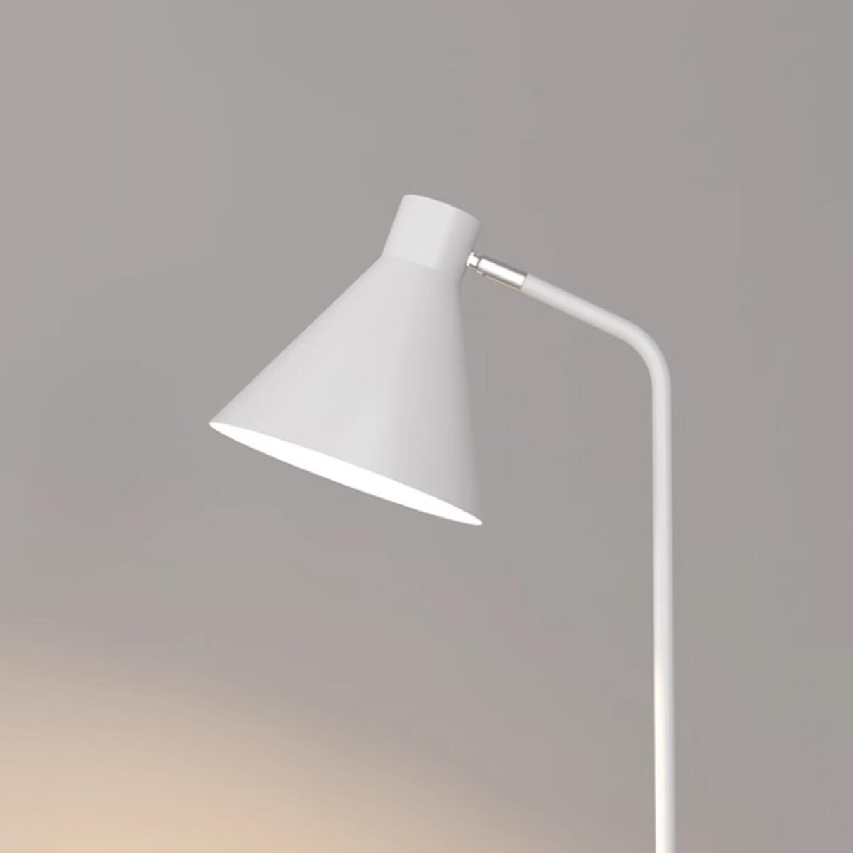 Contemporary White Cone Floor Lamp with Side Table Image - 8