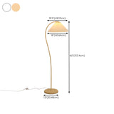 Contemporary White Curved Arm Pleated Floor Lamp #size