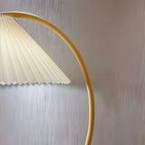 Contemporary White Curved Arm Pleated Floor Lamp Image - 4