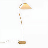 Contemporary White Curved Arm Pleated Floor Lamp Image - 6