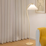 Contemporary White Curved Arm Pleated Floor Lamp Image - 7