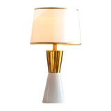 Contemporary White Cylinder Fabric Shade Table Lamp Image - 6