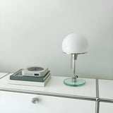 Contemporary White Dome Shade Glass Bedside Table Lamp Image - 13