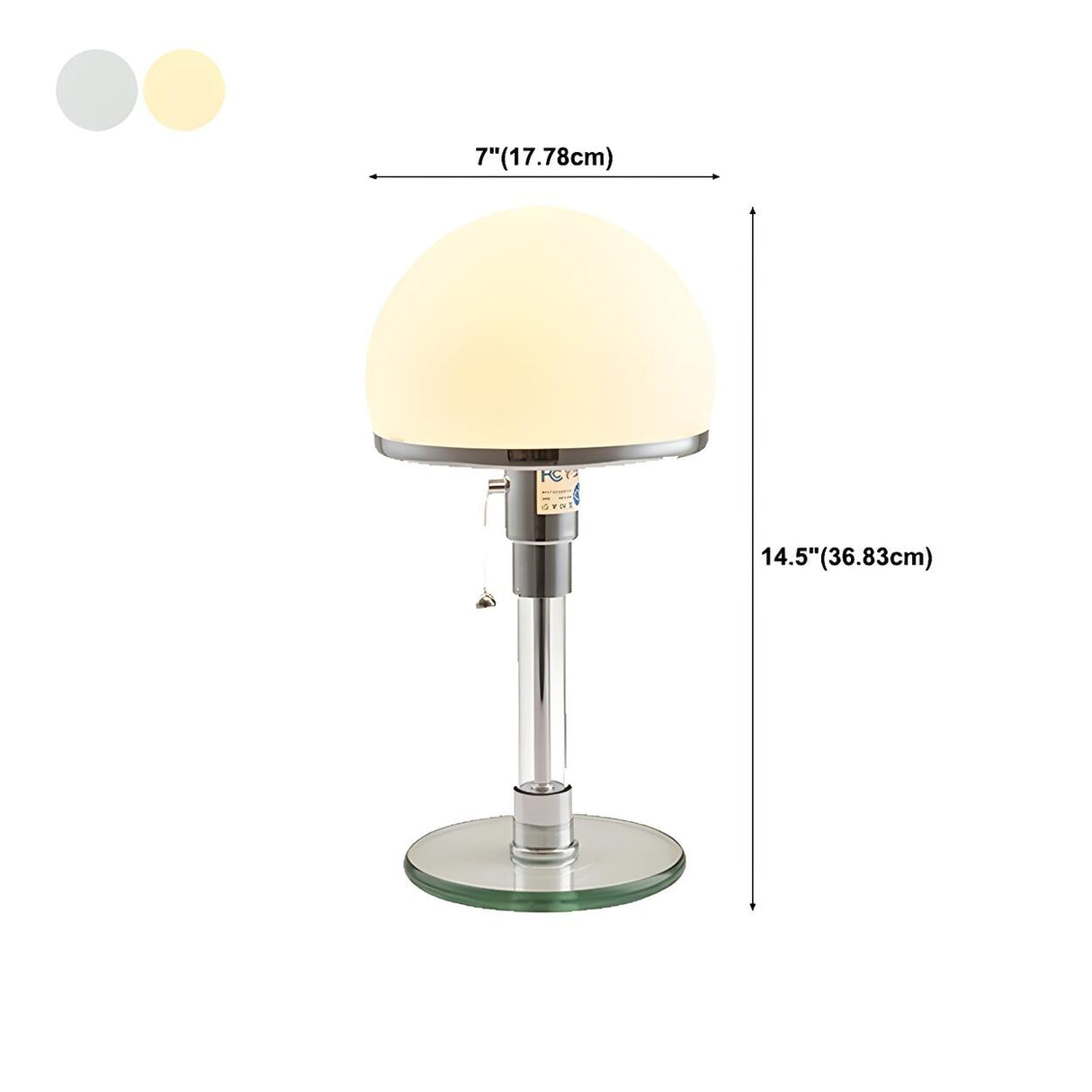 Contemporary White Dome Shade Glass Bedside Table Lamp 