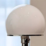 Contemporary White Dome Shade Glass Bedside Table Lamp Image - 4