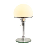 Contemporary White Dome Shade Glass Bedside Table Lamp Image - 5