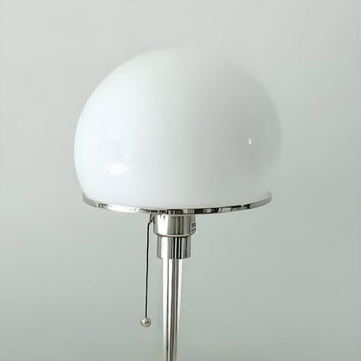 Contemporary White Dome Shade Glass Bedside Table Lamp Image - 7