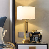 Contemporary White Drum Shape Metal Art Base Table Lamp Image - 4