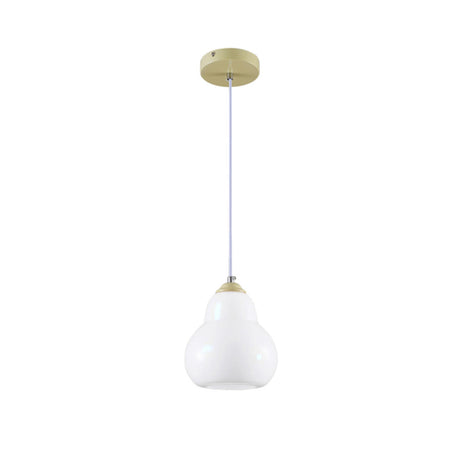 Contemporary White Glass Gourd Pendant Light Flexible Length Image - 2